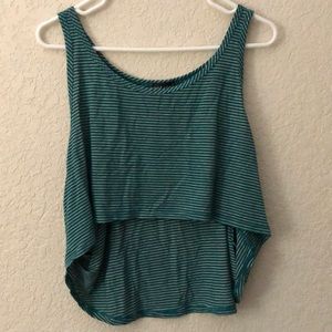 High-low striped crop top